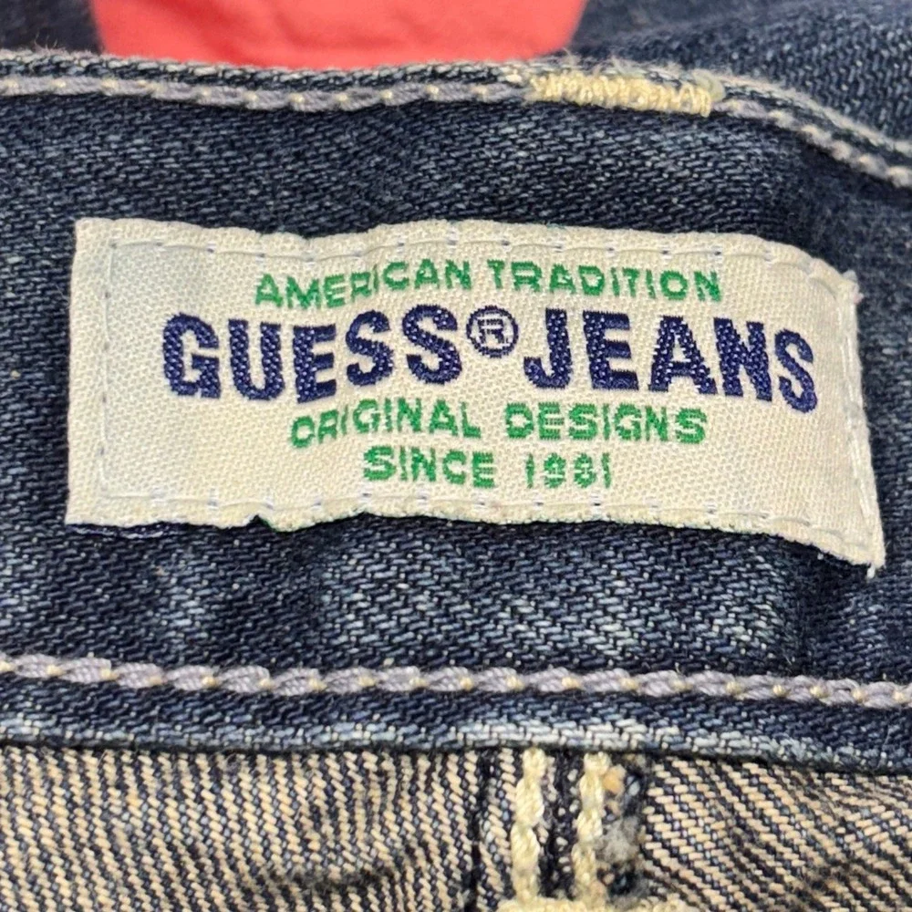 Vintage 90s Men's Guess Distressed Ripped Denim Straight Leg Jeans‎ 32/33